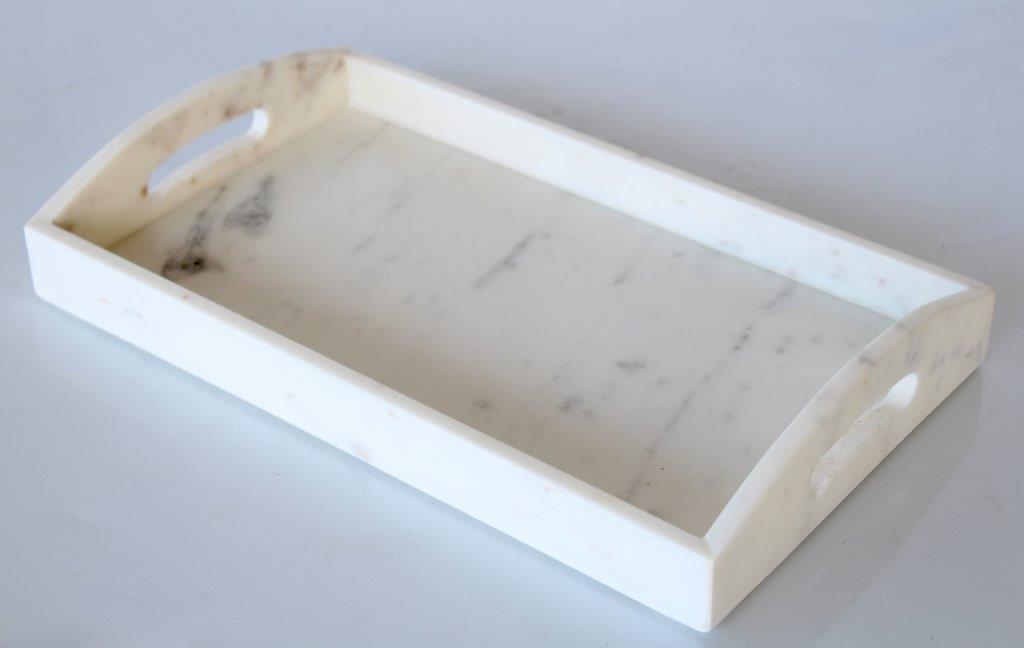 White Rectangular Marble Tray